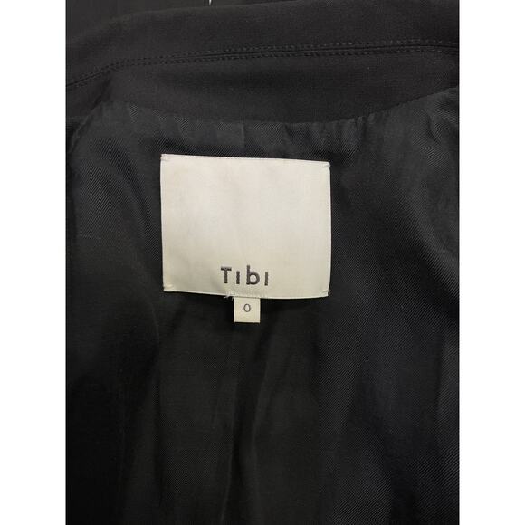 Tibi 'Recycled' Black Tropical Wool Sculpted Blazer Size 0 - Picture 4 of 5